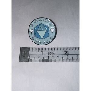 Chaotic Neutral RPG Blue Round Pin Brooch